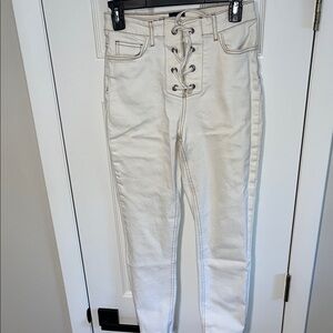 BDG Off White Lace-Up High Rise Jeans